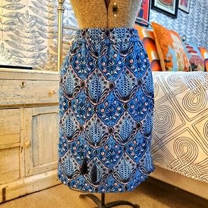 LOFT straight skirt, size L, blue floral print